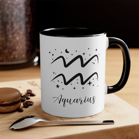 Aquarius glyph & stars coffee mug