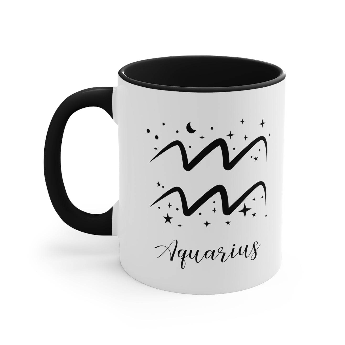 Aquarius glyph & stars coffee mug