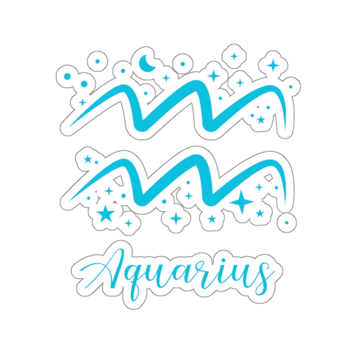 AQUARIUS glyph & stars sticker