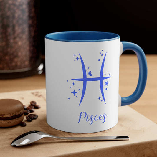 Pisces glyph & stars coffee mug