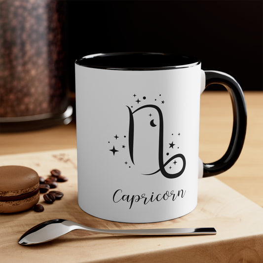 Capricorn glyph & stars coffee mug