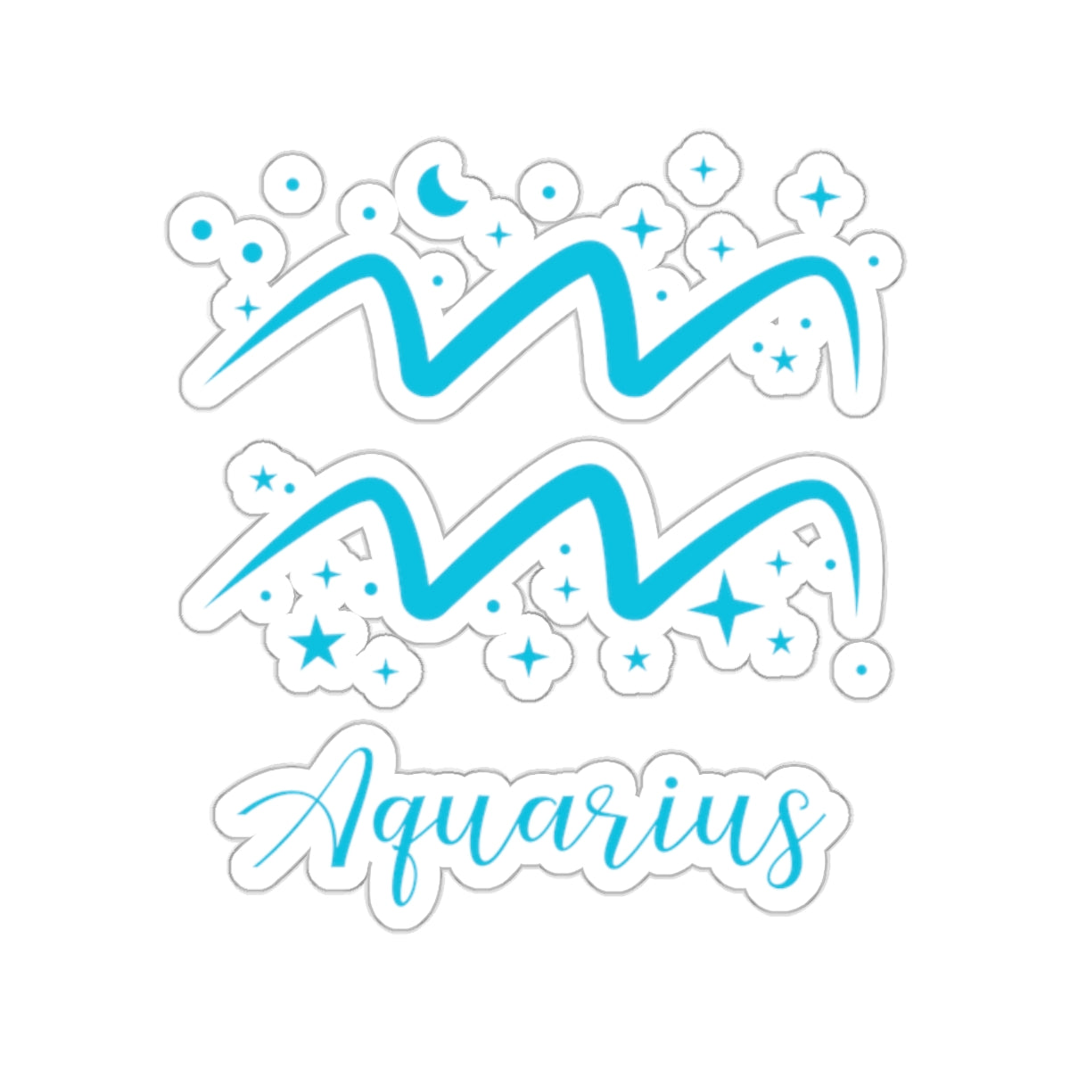 AQUARIUS glyph & stars sticker